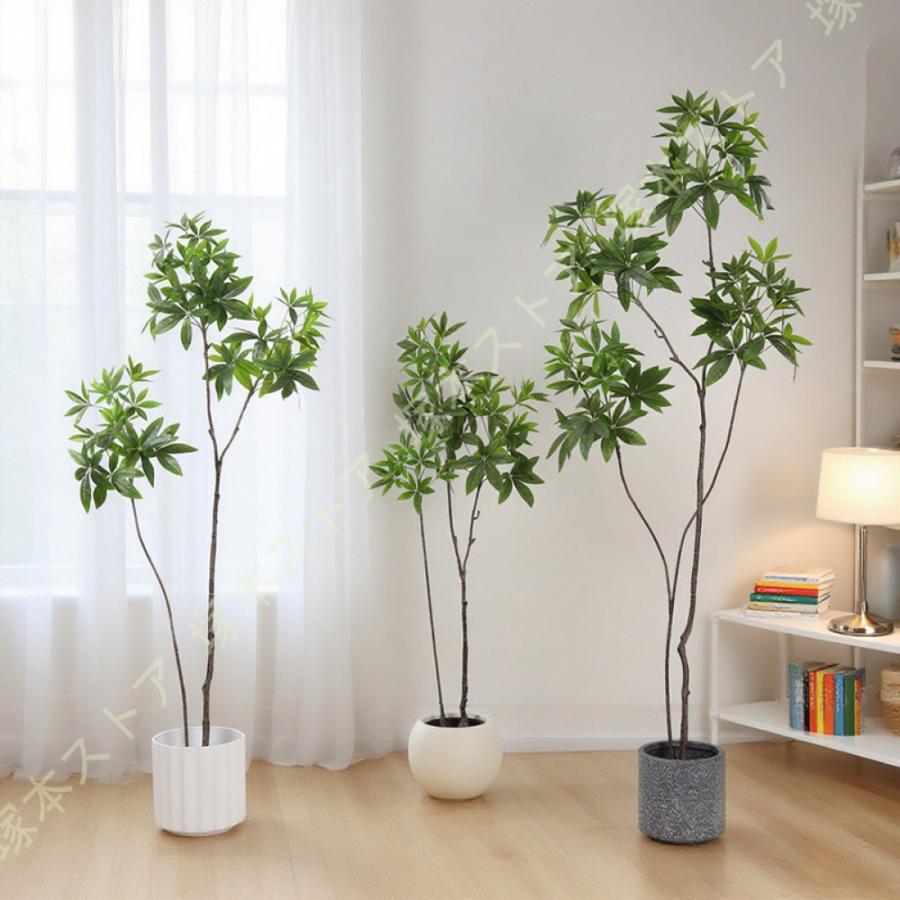 フェイクグリーン 大型 人工観葉植物（パキラ 100cm 白）インテリア 造花 フェイクグリーン 造花 樹木 おしゃれ 観葉植物 リアル 大型 パキラ