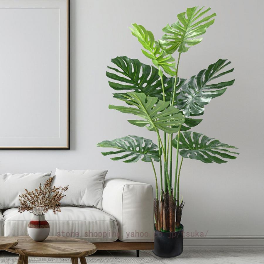 モンステラ フェイクグリーン 人工観葉植物 和風 観葉樹 フェイク 造花