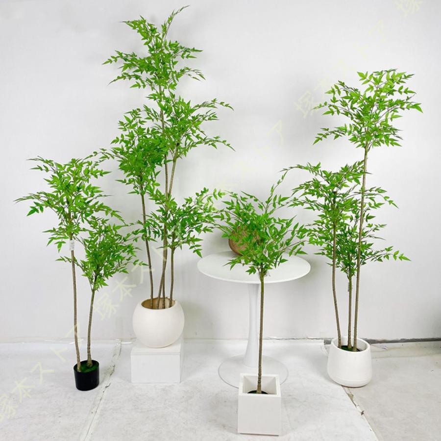 人工観葉植物 常緑樹 大型 竹 バンブー ナンテン 多幸の木 リアルな