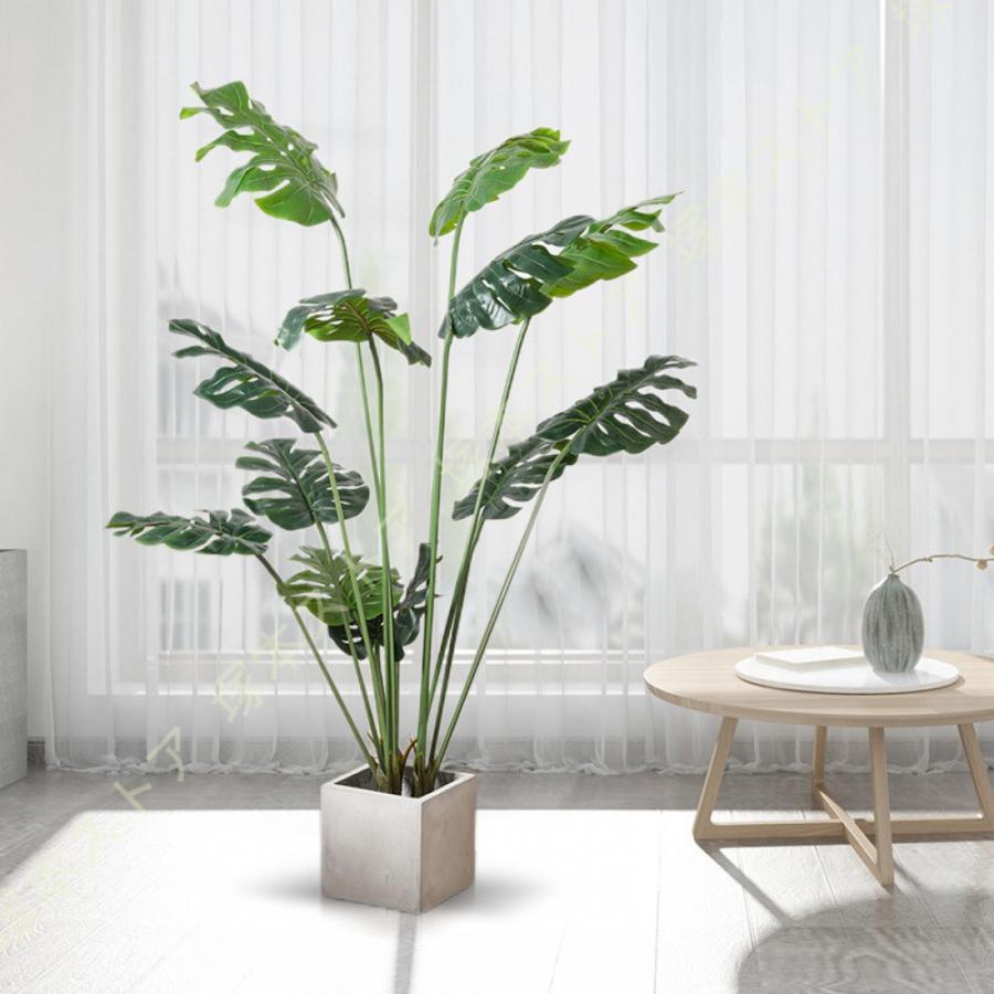 人工観葉植物 常緑樹 大型 モンステラ 多幸の木 リアルな葉っぱ 風水 開運 インテリア 幸福の木 フェイクグリーン 観葉樹 インテリアグリーン フェイク植物_2