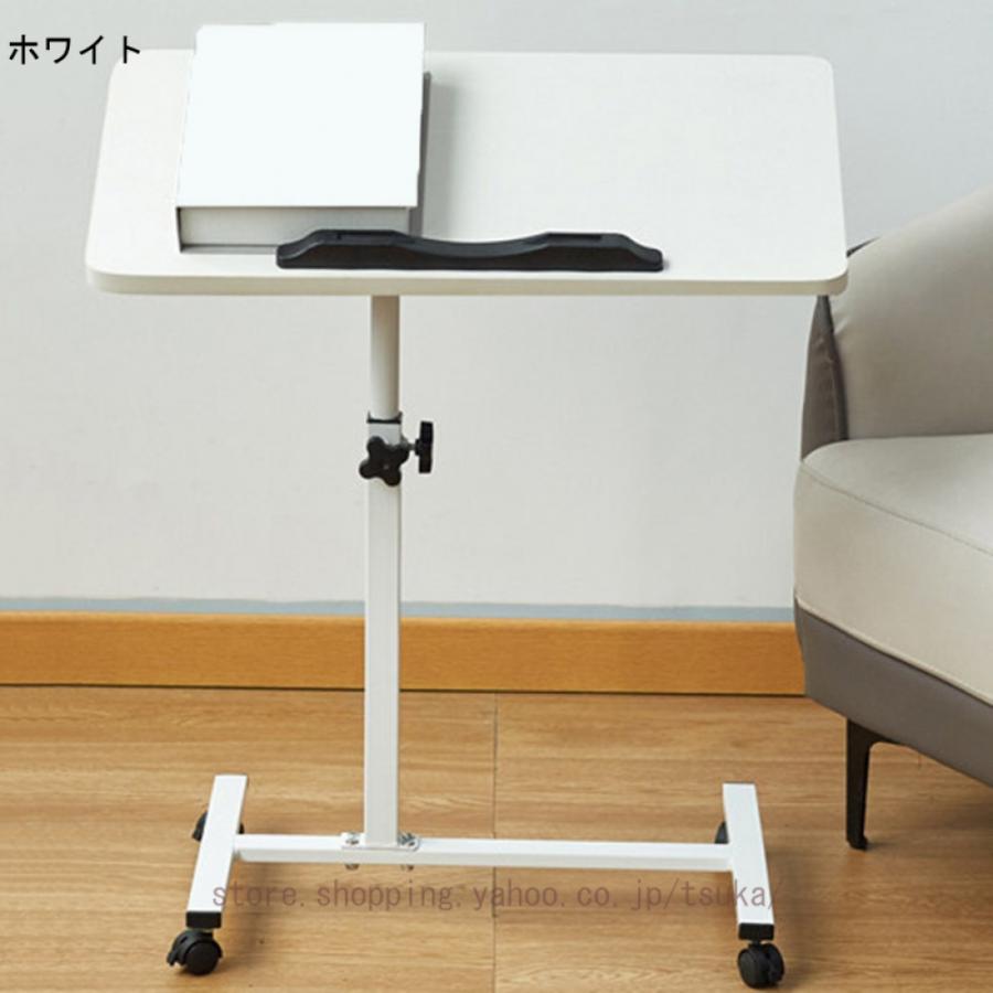 サイドテーブル キャスター付き 昇降式 高さ調節 多機能 机 折りたたみテーフル パソコンテーブル ミニテーブル 折畳み PCテーフル ナイトテーブル 木製_5