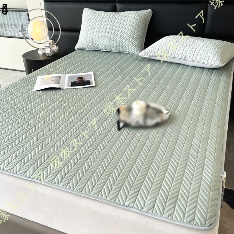 マットレスカバー 夏 涼しい 和風 接触冷感 毛玉なし かわいい 夏用 冷たい クール ボックスシーツ 寝具 シーツ マット しきぱっと 寝汗吸収 防臭 吸水 速乾_11