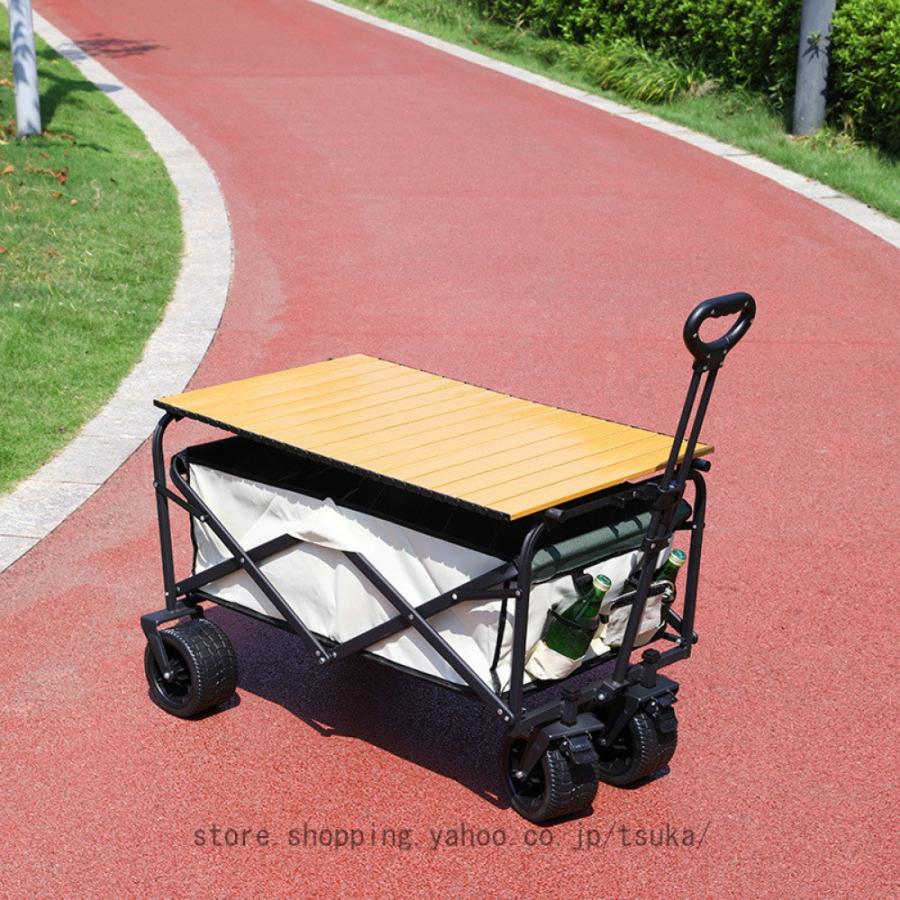キャリーワゴン フォールディングキャリーワゴン キャンプ アウトドア アウトドアワゴン 耐荷重250kg 自立式 大容量 180L ワイドタイヤ 折り畳みの画像