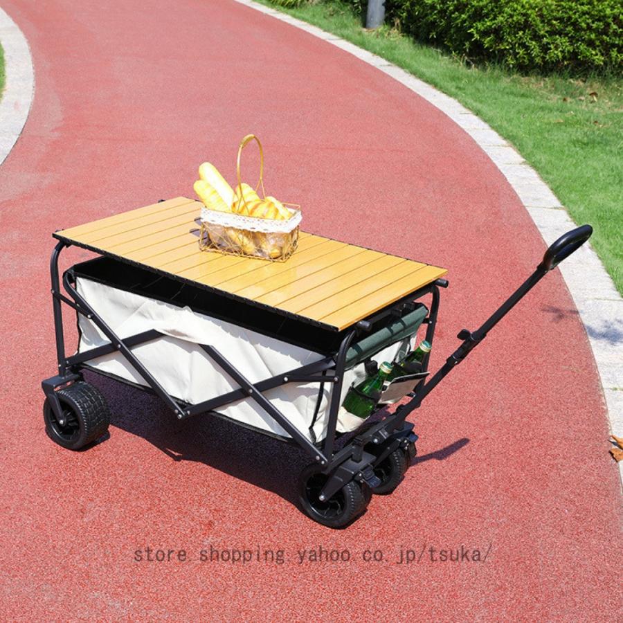 キャリーワゴン フォールディングキャリーワゴン キャンプ アウトドア アウトドアワゴン 耐荷重250kg 自立式 大容量 180L ワイドタイヤ 折り畳みの画像