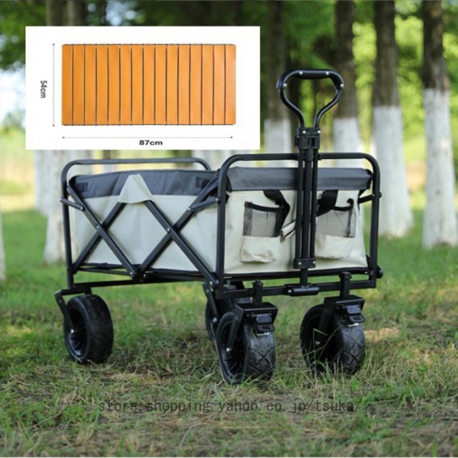 アウトドアワゴン キャンプ用品 大容量 100L 耐荷重100kg キャリーカート 折りたたみ 4輪 頑丈 軽量 キャンプ BBQ バーベキュー レジャー 買い物 ガーデニングの画像