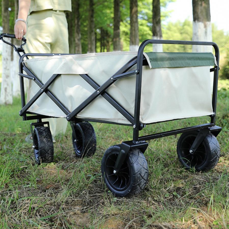 アウトドアワゴン キャンプ用品 大容量 100L 耐荷重100kg キャリーカート 折りたたみ 4輪 頑丈 軽量 キャンプ BBQ バーベキュー レジャー 買い物 ガーデニングの画像