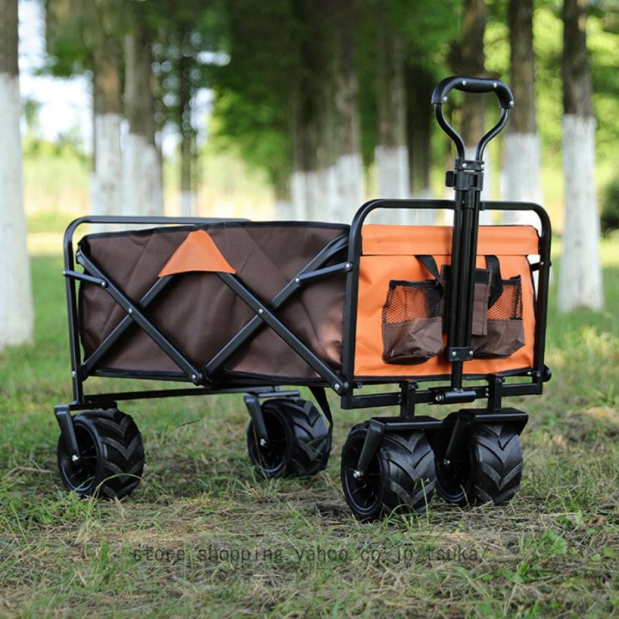 アウトドアワゴン キャンプ用品 大容量 100L 耐荷重100kg キャリーカート 折りたたみ 4輪 頑丈 軽量 キャンプ BBQ バーベキュー レジャー 買い物 ガーデニングの画像