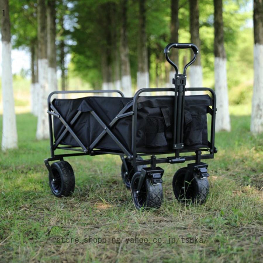 アウトドアワゴン キャンプ用品 大容量 100L 耐荷重100kg キャリーカート 折りたたみ 4輪 頑丈 軽量 キャンプ BBQ バーベキュー レジャー 買い物 ガーデニングの画像