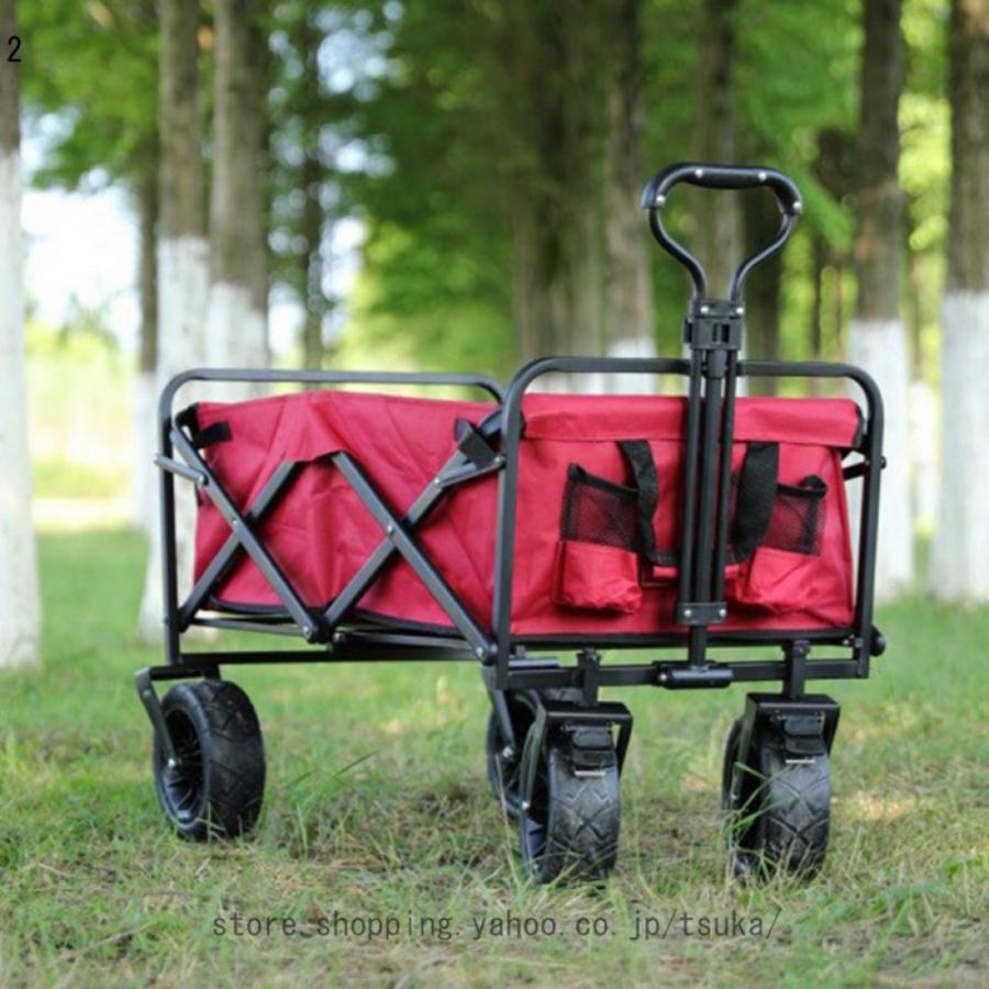 アウトドアワゴン キャンプ用品 大容量 100L 耐荷重100kg キャリーカート 折りたたみ 4輪 頑丈 軽量 キャンプ BBQ バーベキュー レジャー 買い物 ガーデニングの画像