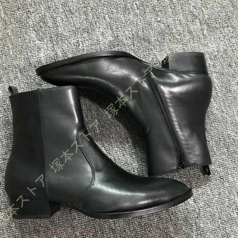 ヒールブーツ メンズブーツ ショートブーツ サイドジップ メンズ