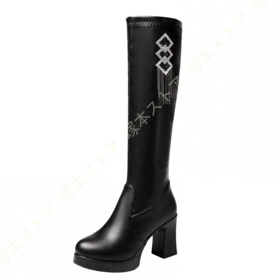 ロングブーツ 厚底ブーツ レディース 太ヒール 大きいサイズ ジョッキーブーツ ハイヒール 8cm 歩きやすい 厚底 ブーツ 秋冬 防寒 コスプレ 衣装 疲れない |  | 03