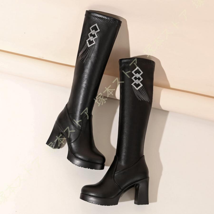 ロングブーツ 厚底ブーツ レディース 太ヒール 大きいサイズ ジョッキーブーツ ハイヒール 8cm 歩きやすい 厚底 ブーツ 秋冬 防寒 コスプレ 衣装 疲れない |  | 05