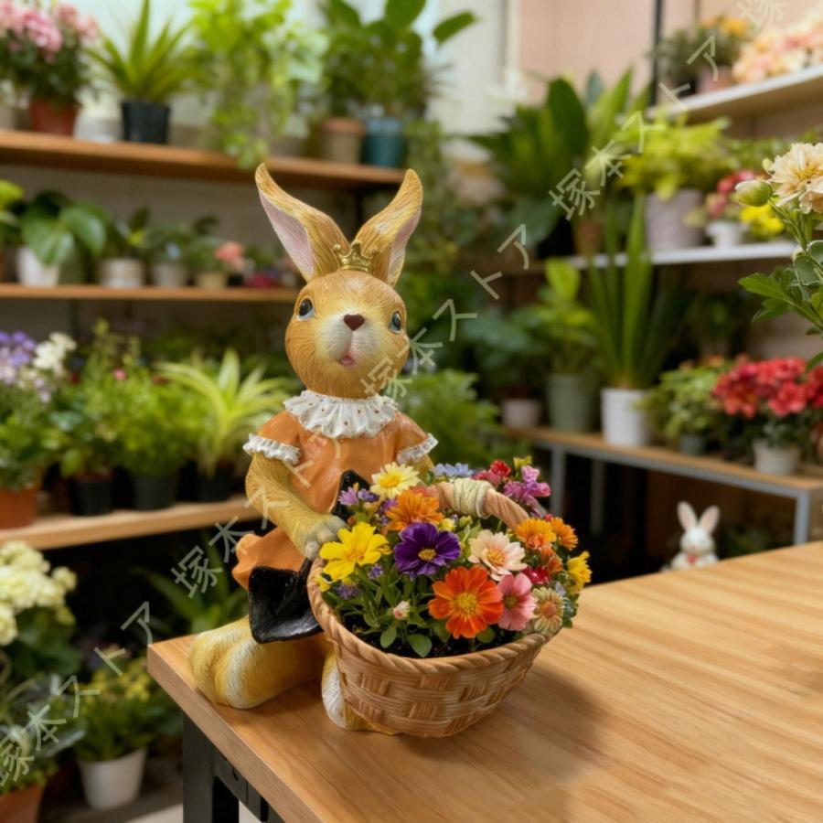 ガーデンオーナメント うさぎ 植木鉢 ガーデニング用品 樹脂材質 大型