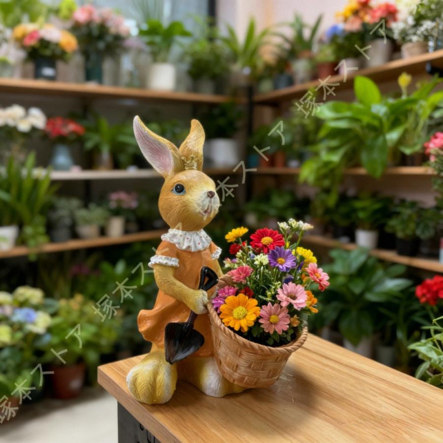 ガーデンオーナメント うさぎ 植木鉢 ガーデニング用品 樹脂材質 大型