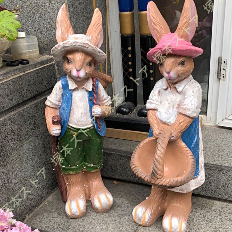 ガーデンオーナメント うさぎ 置物 可愛い 動物 ガーデンオブジェ 庭 オーナメント 屋外 玄関 階段 出窓 プレゼント 玄関 デコレーション 自宅 インテリア_10