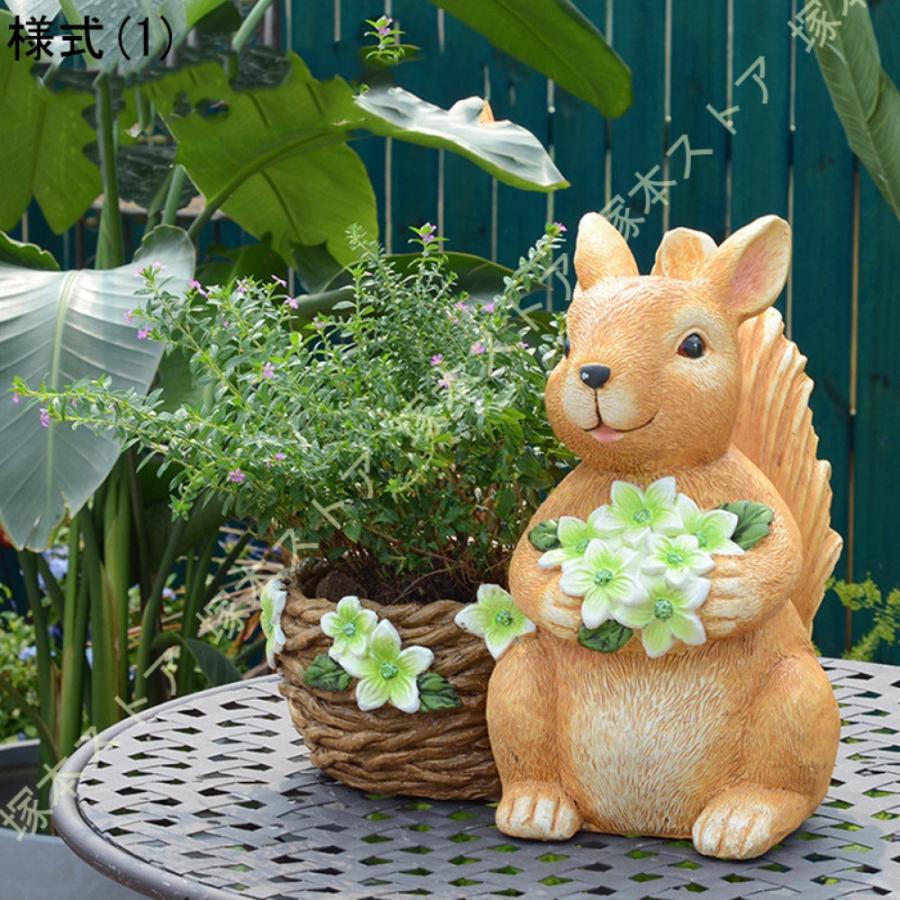 ガーデニング置物 庭 リス 置物 かわいい オブジェ 屋外 防水 耐久性