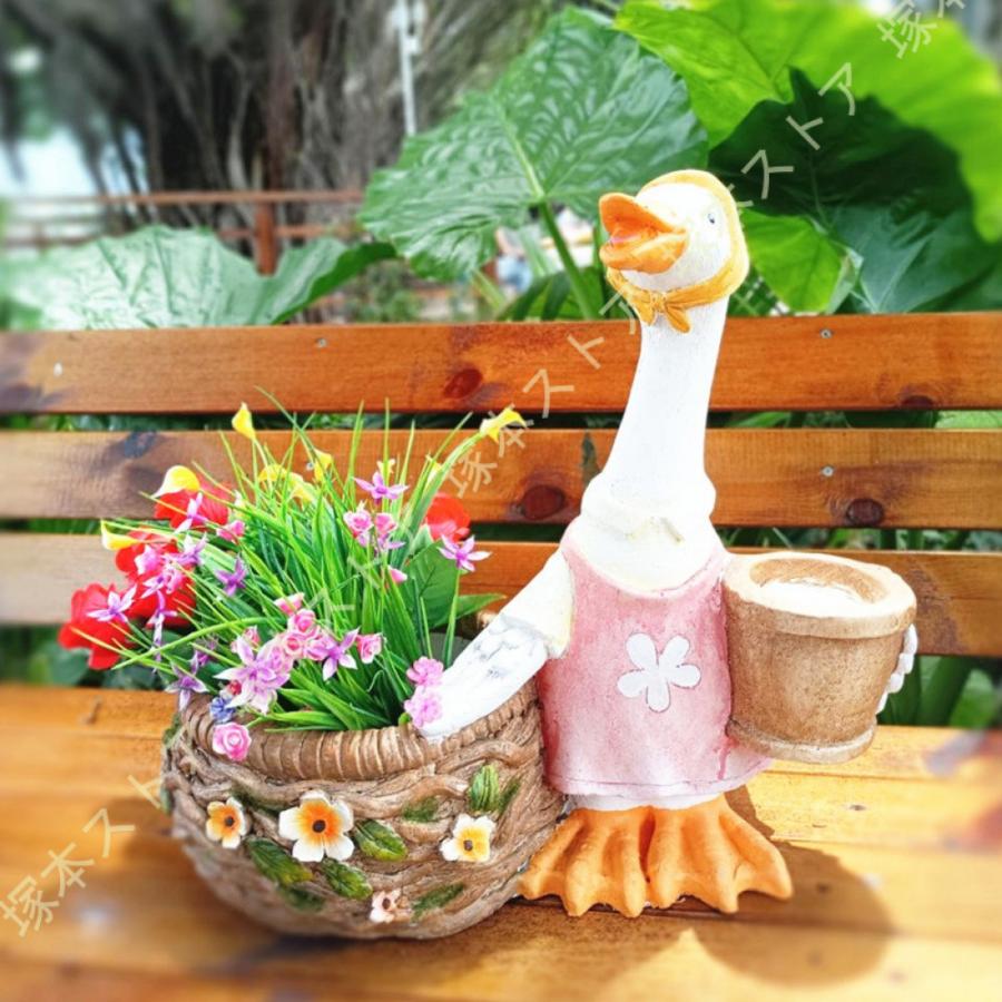 ｟１｠アヒル　置物　ガーデニング　陶器 ガーデニング雑貨 置物 アヒル ガーデン オブジェ 動物 庭 ガーデン