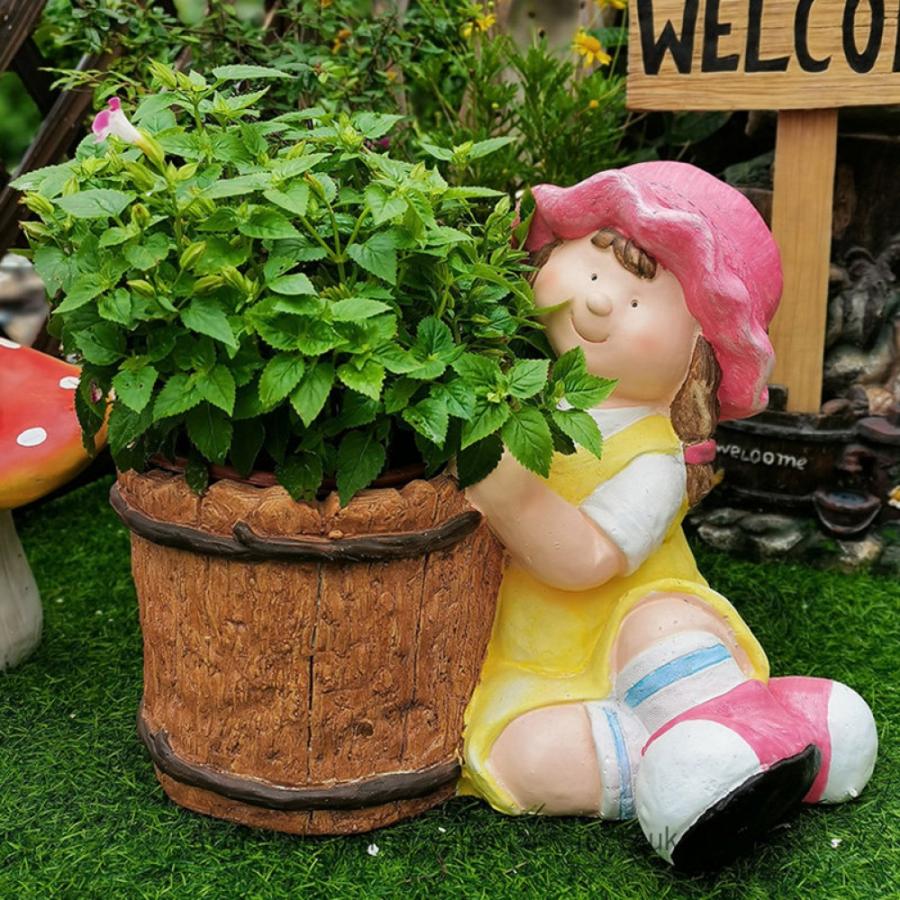 ガーデニング 置物 ガーデンオーナメント 男の子 カントリー雑貨