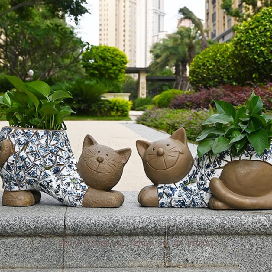 ガーデニング 猫 置物 オブジェ 可愛い 動物 ガーデンオーナメント