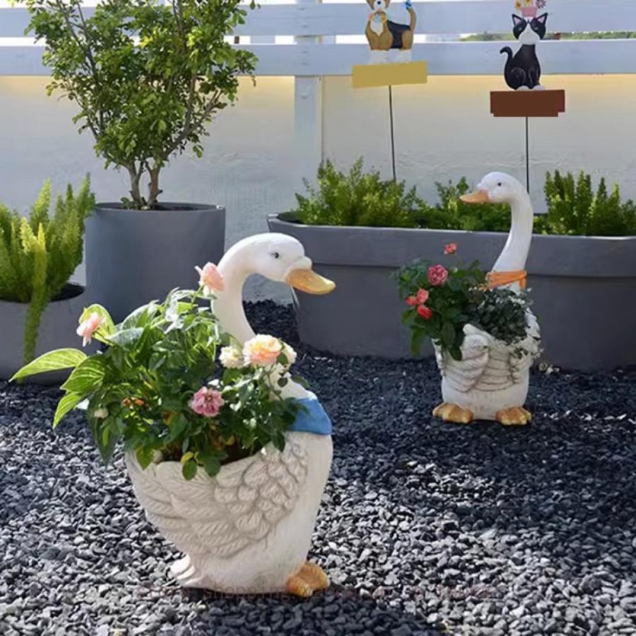 ガーデニング アヒル 置物 かわいい アヒルの彫刻 屋外 ガーデン