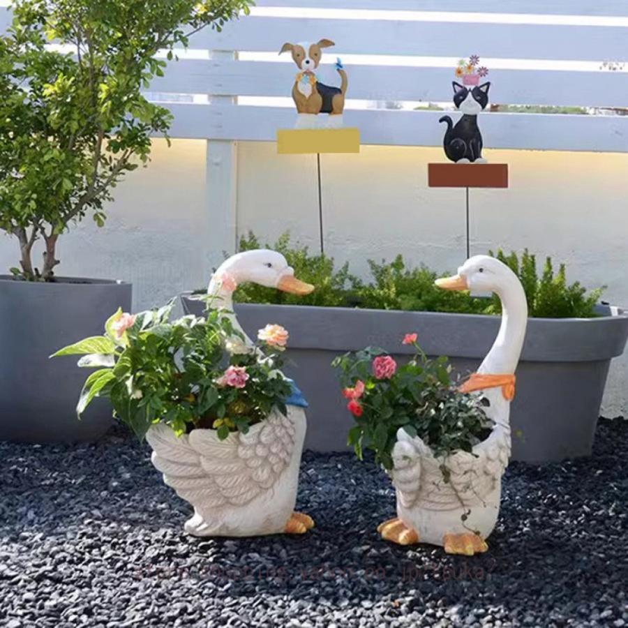 ガーデニング アヒル 置物 かわいい アヒルの彫刻 屋外 ガーデン