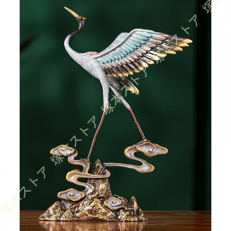 鶴置物　骨董品　縁起物　鶴真鍮製美術工芸品　アンティーク送料無料 鶴 置物 アニマルオブジェ 真鍮製 工芸品 おしゃれ インテリア