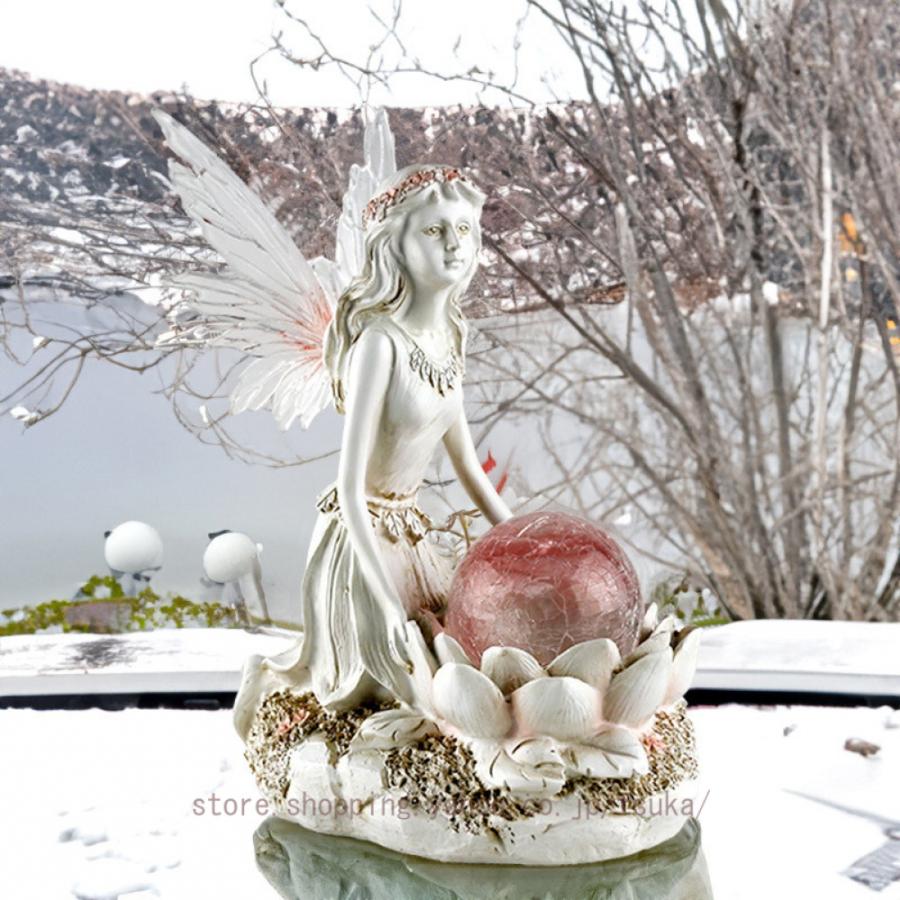 LEDライト ソーラーライト 置物 天使の彫刻 屋外 エンジェル 樹脂