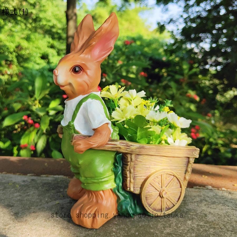 ❤︎sale❤︎ꔛ‬ꕤ リメイク鉢6号♡苺うさぎ♡インテリア雑貨♡ガーデニング 植木鉢 かわいい 動物 うさぎのガーデンオーナメント ガーデニング