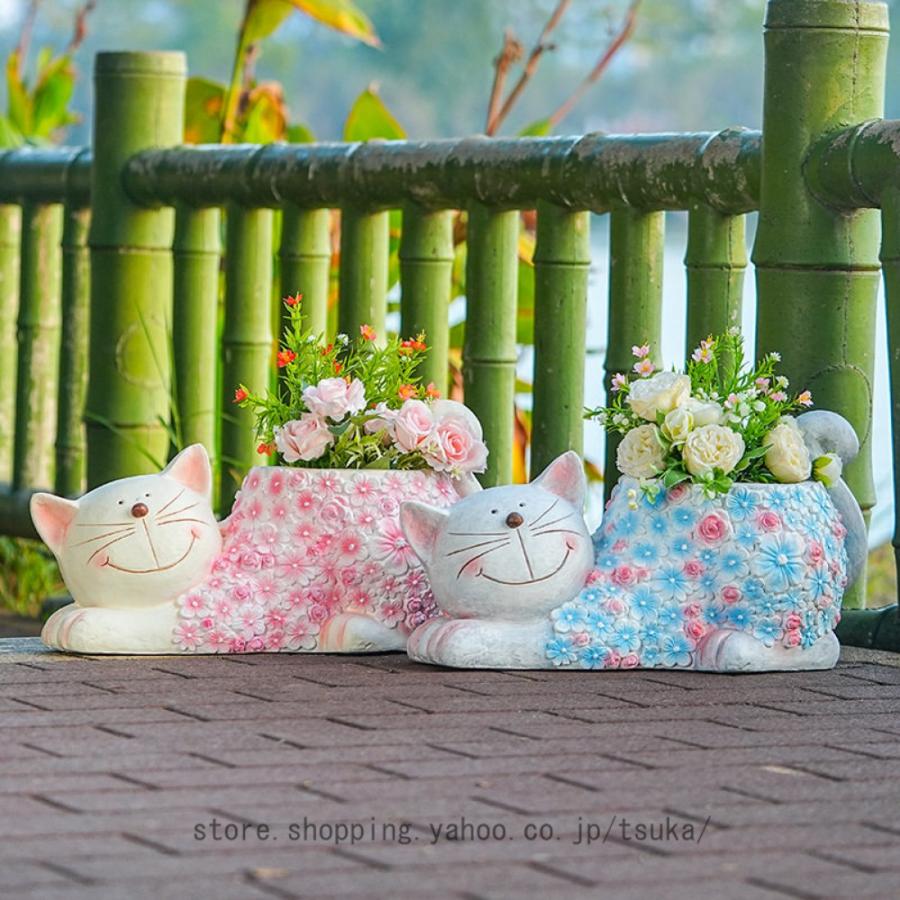 ガーデニング雑貨 ねこの植木鉢 多肉植物鉢 置物 オブジェ プランター