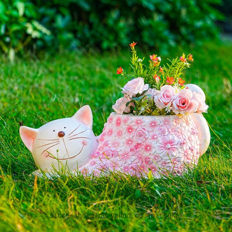 ガーデニング雑貨 ねこの植木鉢 多肉植物鉢 置物 オブジェ プランター