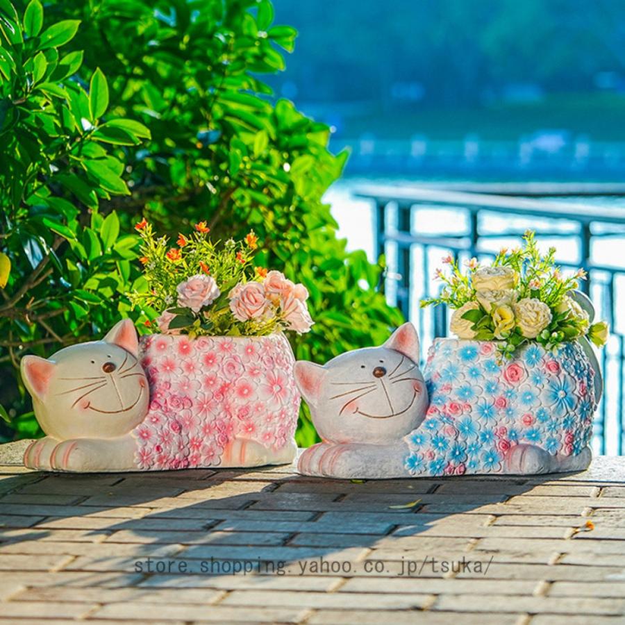 ガーデニング雑貨 ねこの植木鉢 多肉植物鉢 置物 オブジェ プランター