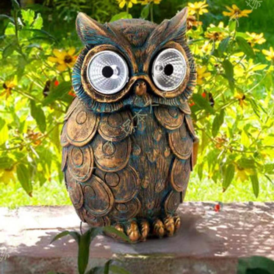 置物 動物 屋外 ソーラー置物 ライト かわいい フクロウ ソーラー