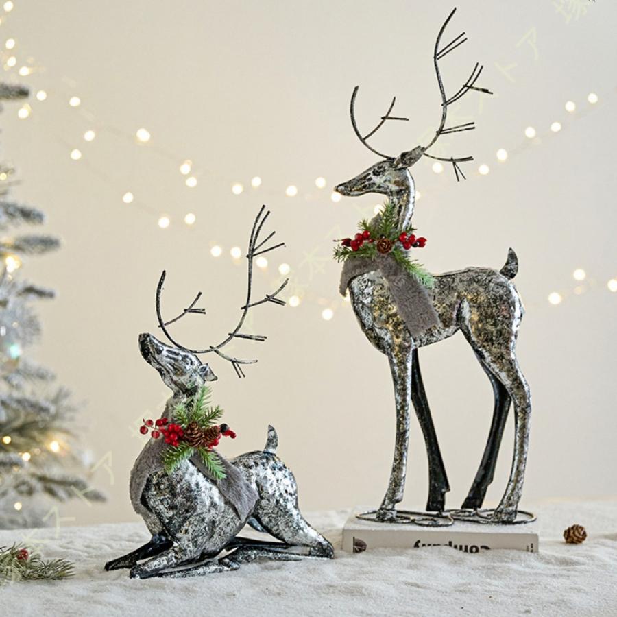 クリスマス飾り　置物　インテリア　雑貨　サンタクロースとトナカイ　煙突から クリスマス 飾り トナカイ 置き物 オブジェ クリスマス雑貨 北欧