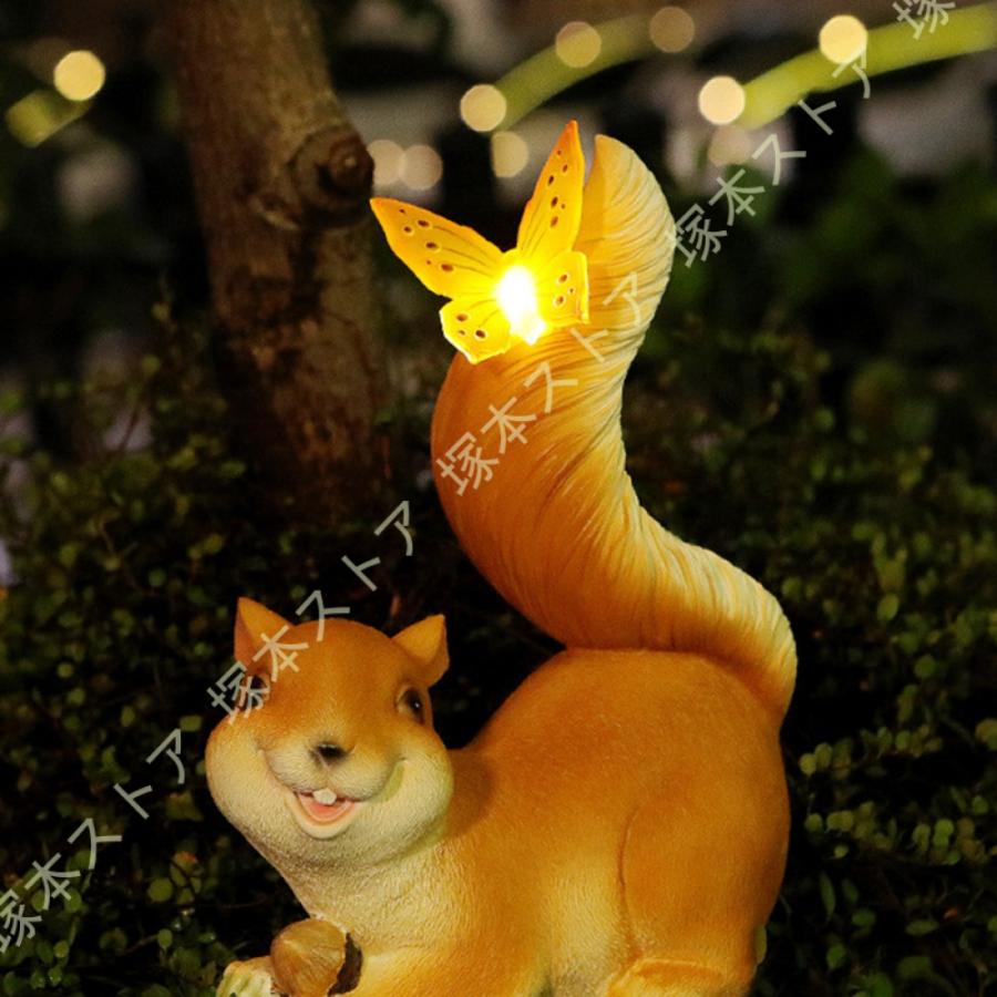 リス 動物 ソーラーライト ガーデンライト 誕生日 プレゼント 置物