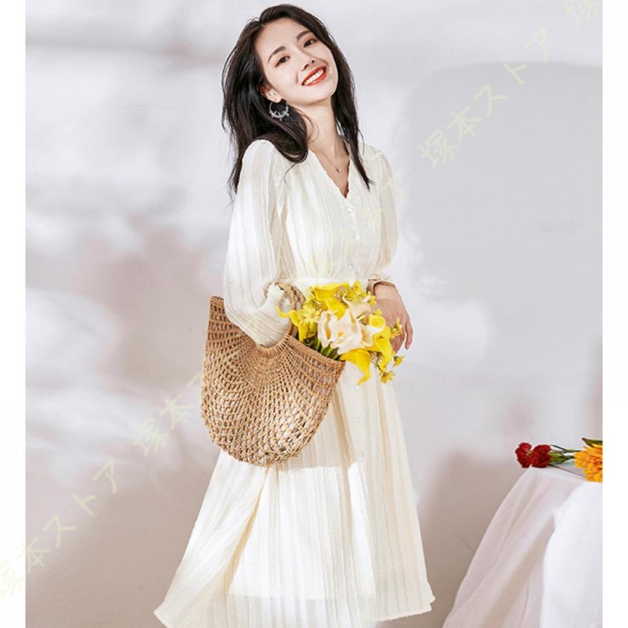 レディース ワンピース ロング丈 シフォン vネック プリーツ 長袖 春夏 マキシ丈 大人 マキシワンピース ロングワンピース リゾートワンピ きれいめ かわいい |  | 02