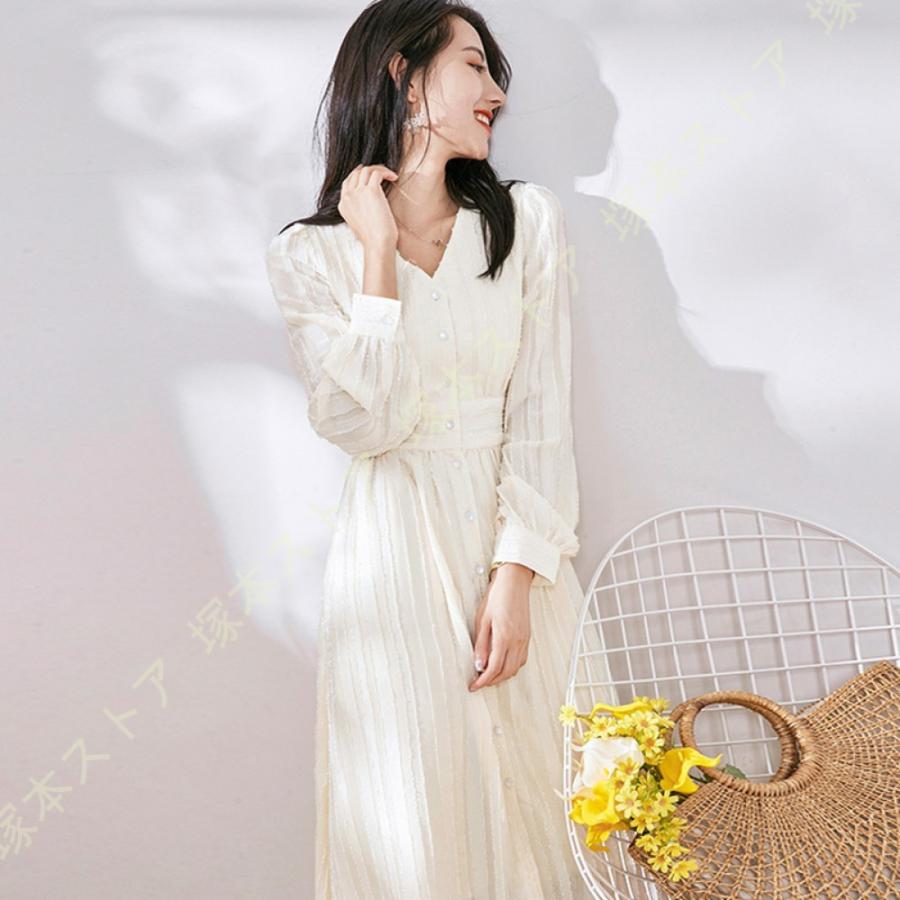 レディース ワンピース ロング丈 シフォン vネック プリーツ 長袖 春夏 マキシ丈 大人 マキシワンピース ロングワンピース リゾートワンピ きれいめ かわいい |  | 05