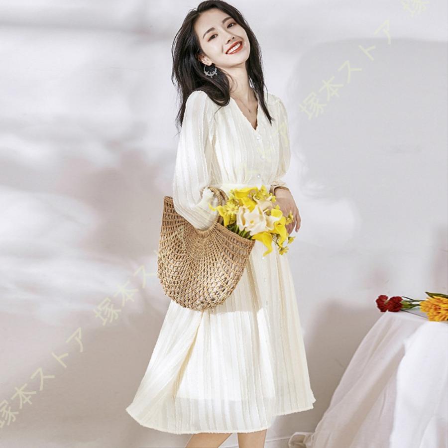 レディース ワンピース ロング丈 シフォン vネック プリーツ 長袖 春夏 マキシ丈 大人 マキシワンピース ロングワンピース リゾートワンピ きれいめ かわいい |  | 08