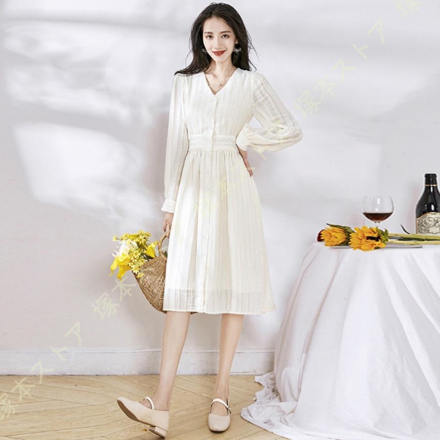 レディース ワンピース ロング丈 シフォン vネック プリーツ 長袖 春夏 マキシ丈 大人 マキシワンピース ロングワンピース リゾートワンピ きれいめ かわいい |  | 09