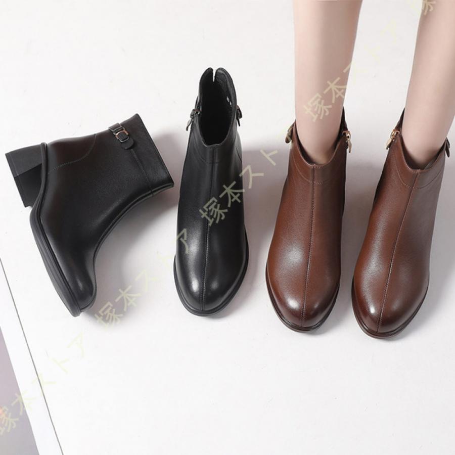 レディース ブーティー 本革 ブーティ ショートブーツ スクエアトゥ