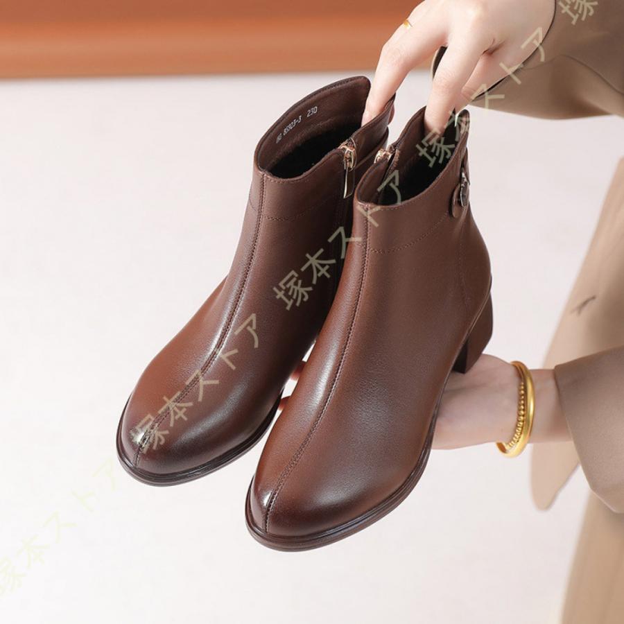 レディース ブーティー 本革 ブーティ ショートブーツ スクエアトゥ