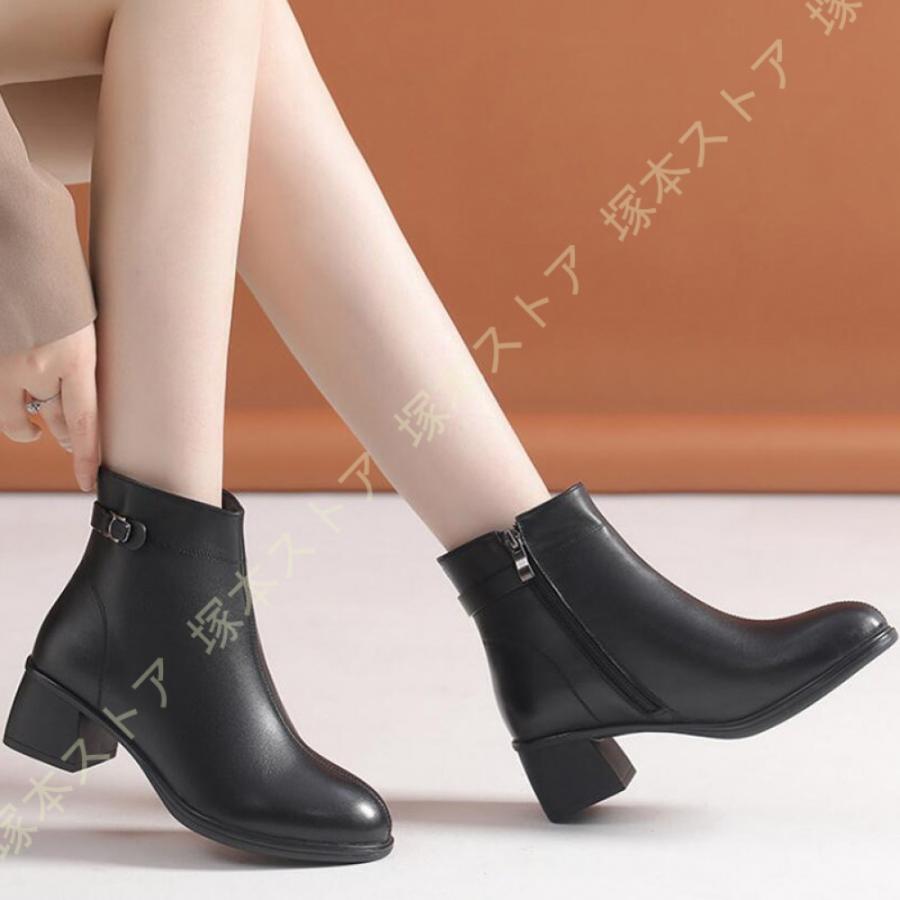 レディース ブーティー 本革 ブーティ ショートブーツ スクエアトゥ