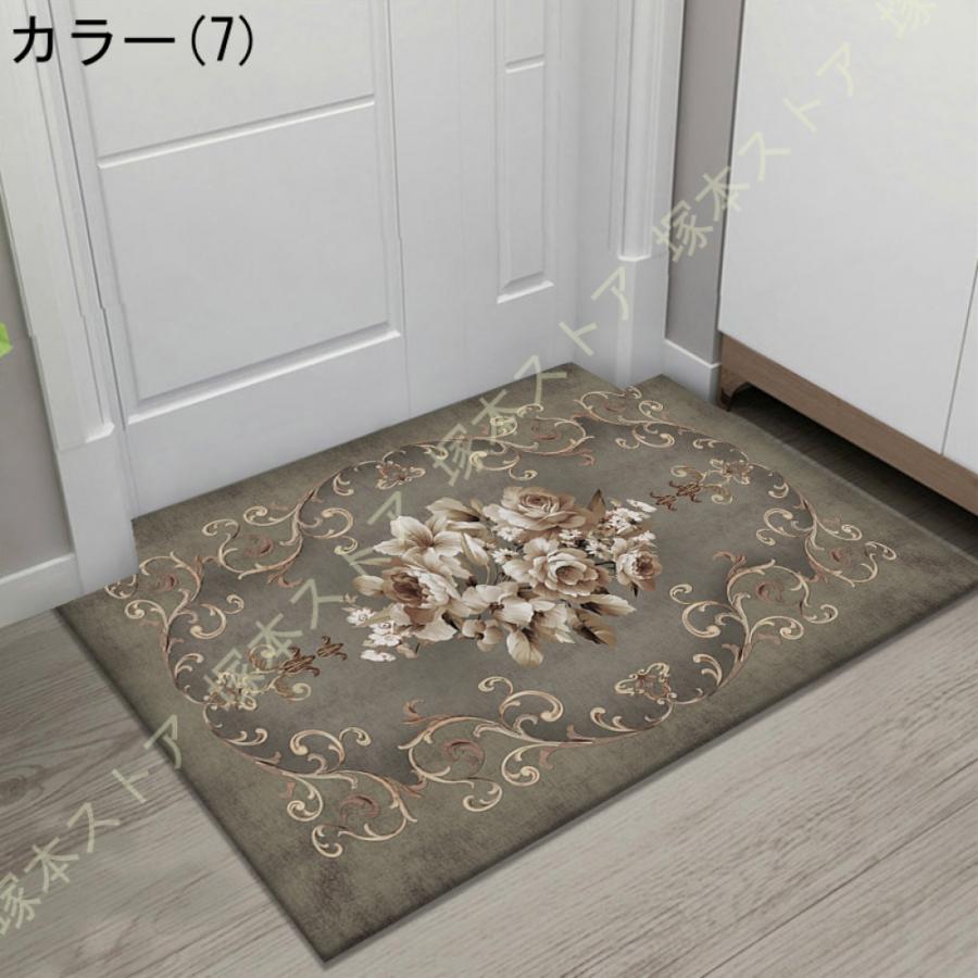玄関マット 和風 薔薇 花 花柄 カーペット ラグ 北柄 トルコ風