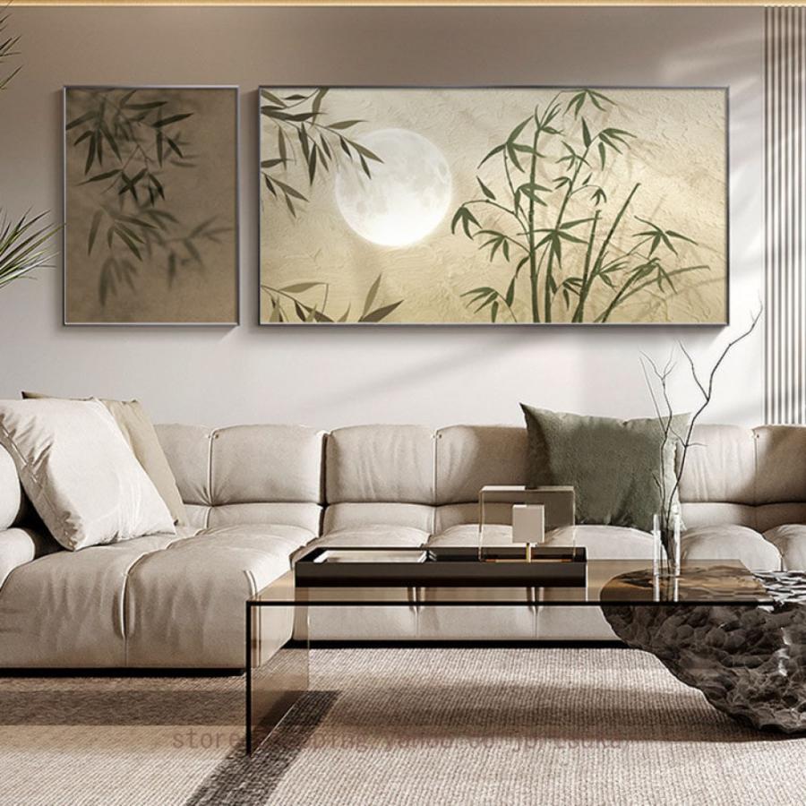植物 風景画 絵画 竹 月 装飾画 インテリア ポスター 部屋飾り 自然