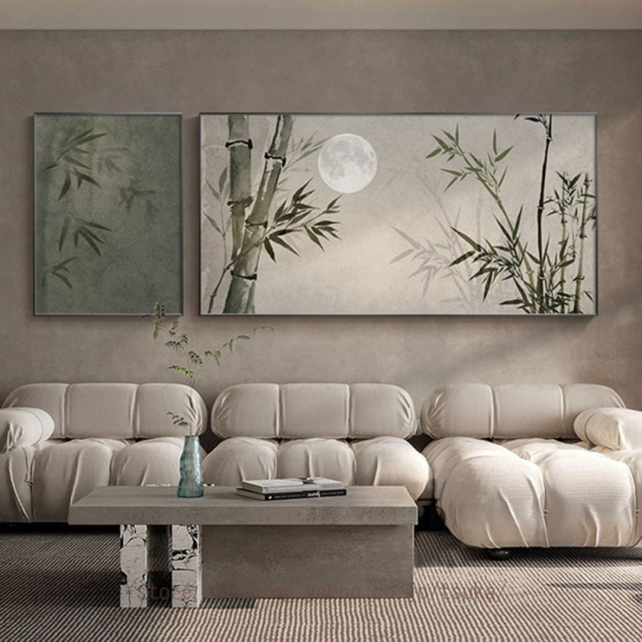 植物 風景画 絵画 竹 月 装飾画 インテリア ポスター 部屋飾り 自然