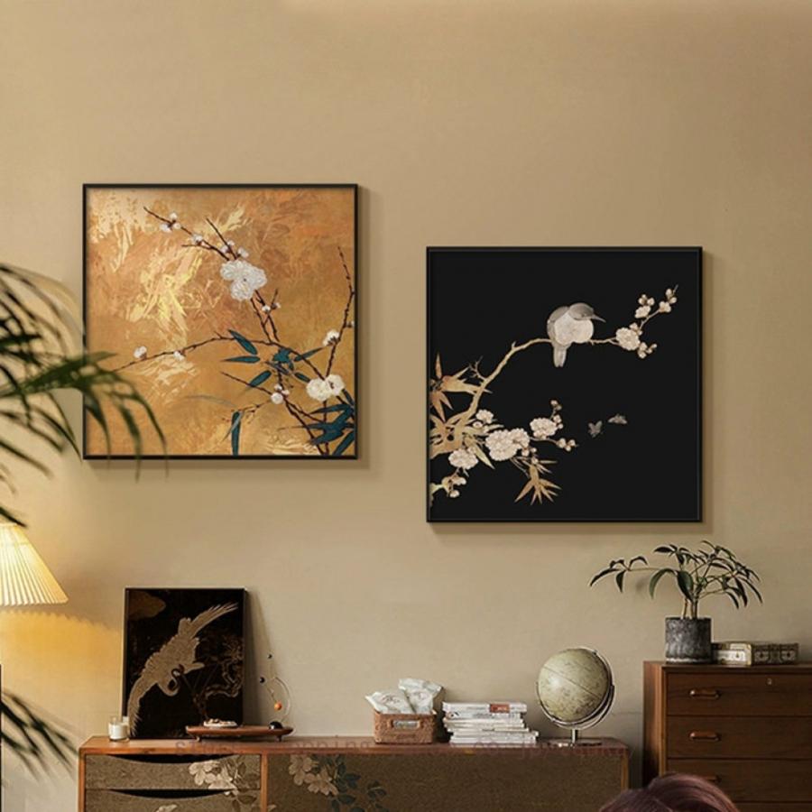 ウォールアート 竹アート 花 アートパネル 竹 中華風 ポスター