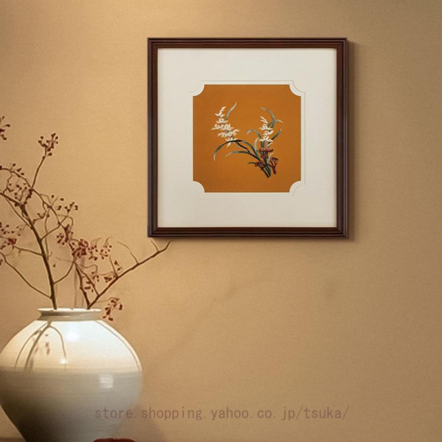 アートパネル 花 植物 ナチュラル 刺繍 中華風 アートフレーム 絵画