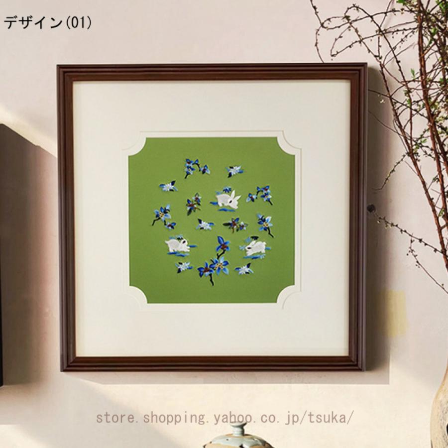 アートパネル 花 植物 ナチュラル 刺繍 中華風 アートフレーム 絵画