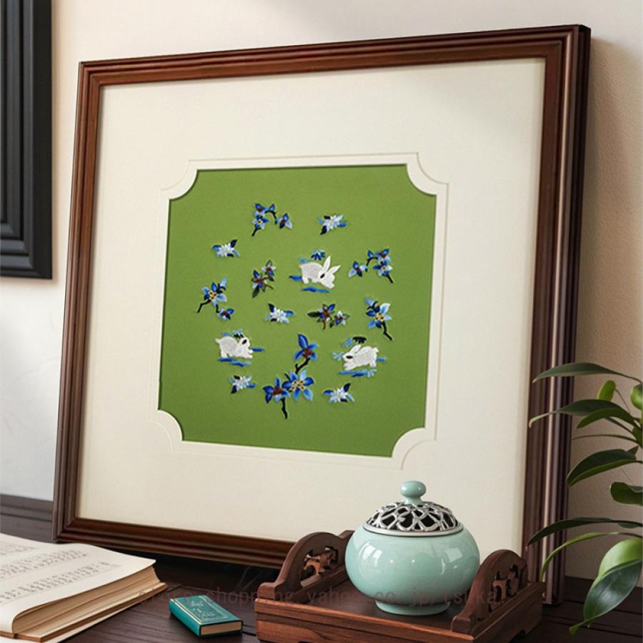 アートパネル 花 植物 ナチュラル 刺繍 中華風 アートフレーム 絵画
