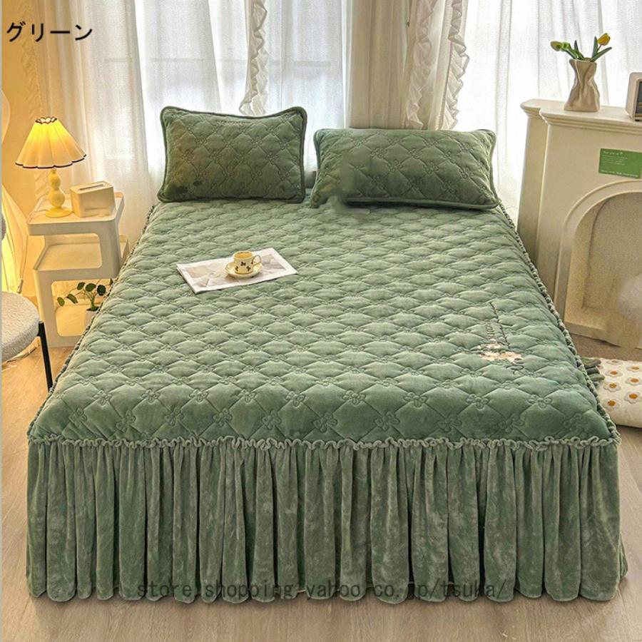 ベッドスカート ベットカバー ベッドシーツ 布団カバー セミダブル シングル シングルベッド ダブルベッド 寝具 無地 中綿 洗える シーツカバー 秋冬用_7