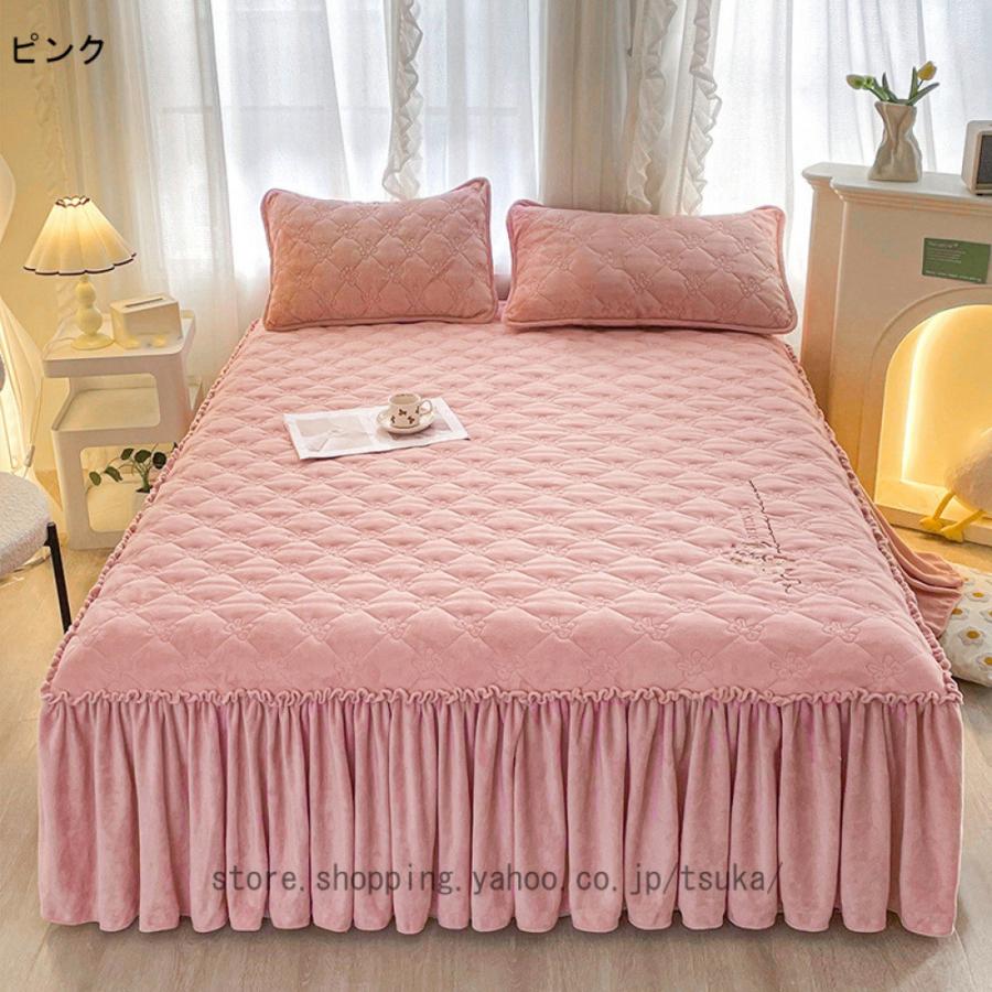 ベッドスカート ベットカバー ベッドシーツ 布団カバー セミダブル シングル シングルベッド ダブルベッド 寝具 無地 中綿 洗える シーツカバー 秋冬用_8